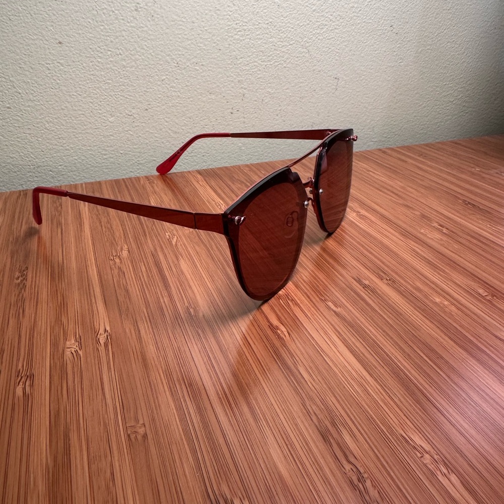 Mirror Effect Rose Gold Catseye Wireframe Sunglasses - Picture 2 of 4